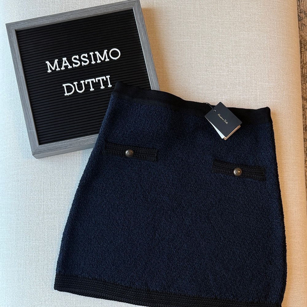 Massimo Dutti Navy Blue Mini Skirt